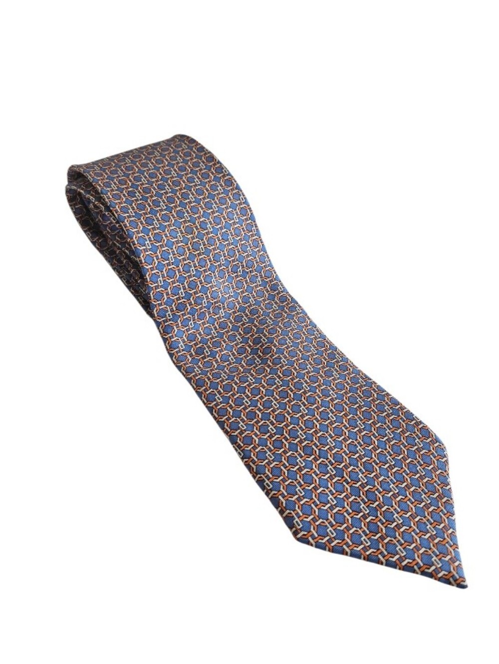 Dunhill Blue Geometric Micro Pattern 100% Silk Tie